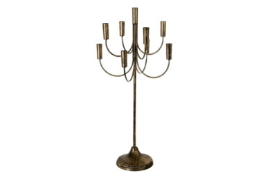 Chandelier Métal Doré Vieilli 8 Branches - 01